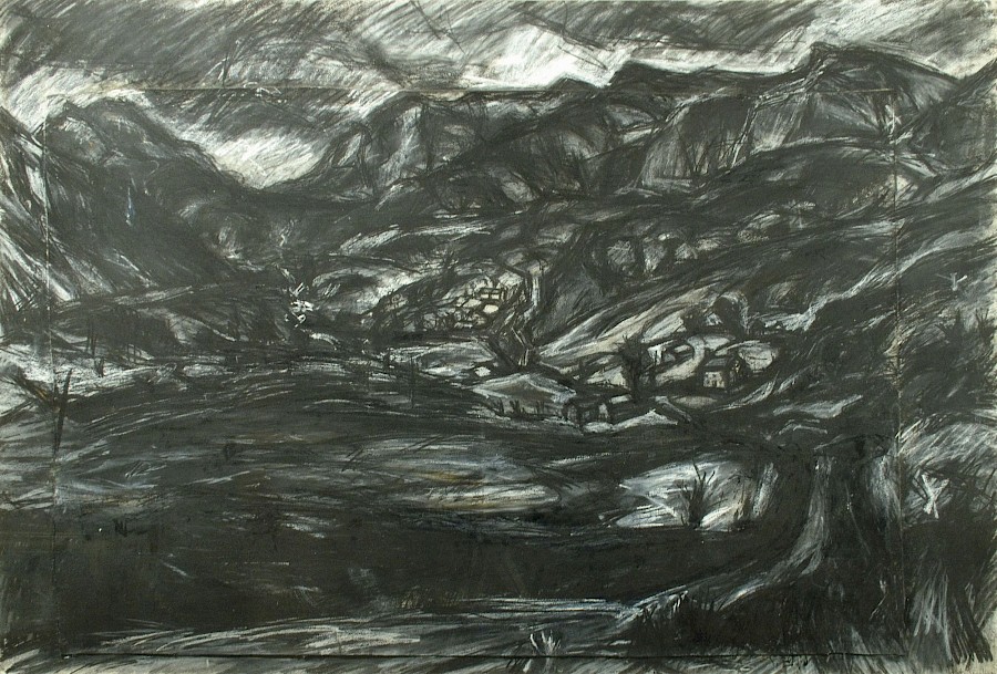 Astudiaeth Ar Gyfer Nant Ffrancon (Study for Nant Ffrancon) charcoal on paper